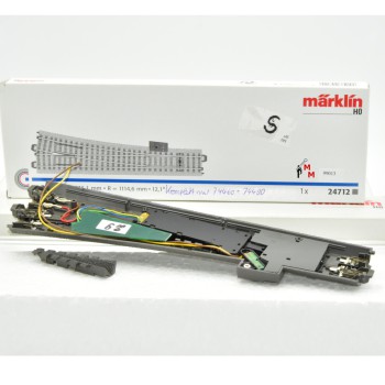 Märklin 24712AD Schlanke Weiche rechts, mit Bel. Antrieb(74490) & Dec. (74460), (99013)