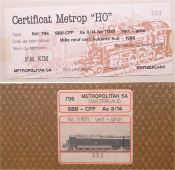Metropolitan (Metrop) 796 E-Lok Serie Ae8/14 der SBB, Wechselstrom,(13482)