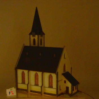 Faller 130490 Stadtkirche mit Spitzturmhaube, mit Beleuchtung, fertig gebaut, (99411)