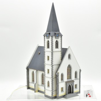 Faller 130490 Stadtkirche mit Spitzturmhaube, mit Beleuchtung, fertig gebaut, (99411)