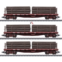 (Neu) Märklin 45600 US-Flachwagen-Set "Grubenholz",