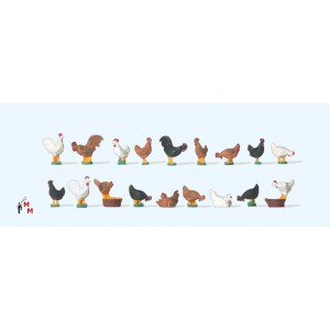 (Neu) Preiser 14168 Tierfiguren, Hühner,
