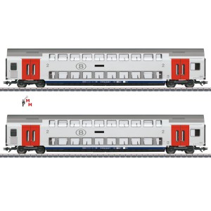 (Neu) Märklin 43566 Doppelstockwagen-Set, SNCB, Ep.VI,