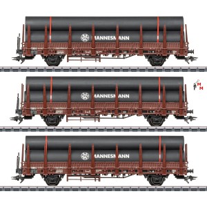 (Neu) Märklin 46563 Rungenwagen-Set 1, mit Stahlröhren, MHI,