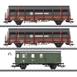 (Neu) Märklin 46569 Rungenwagen-Set 2, mit Stahlröhren, MHI,
