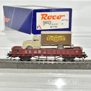 Roco 56023.001 Rungenwagen der DB mit LKW, Wechselstrom, (99427)