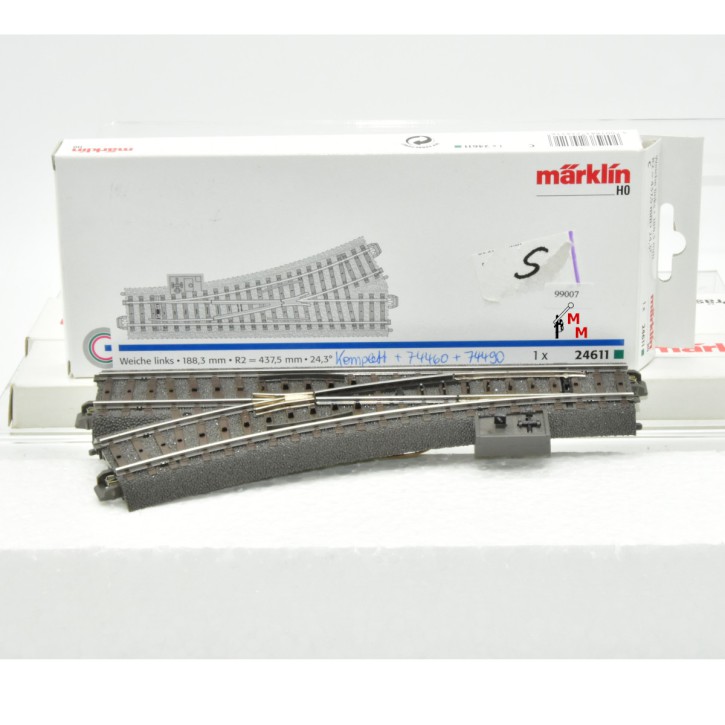 Märklin 24611ADS Weiche links, mit Antrieb/Decoder & Bel. (99007)