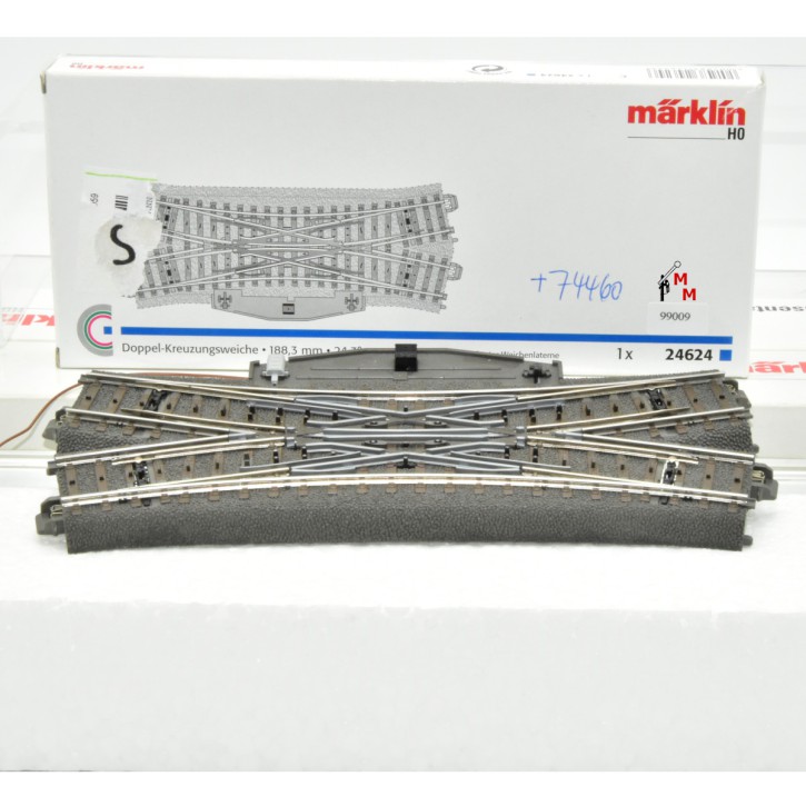 Märklin 24624DS Doppel-Kreuzungsweiche 188,3mm 24,3°, mit Decoder 74460, (99009)