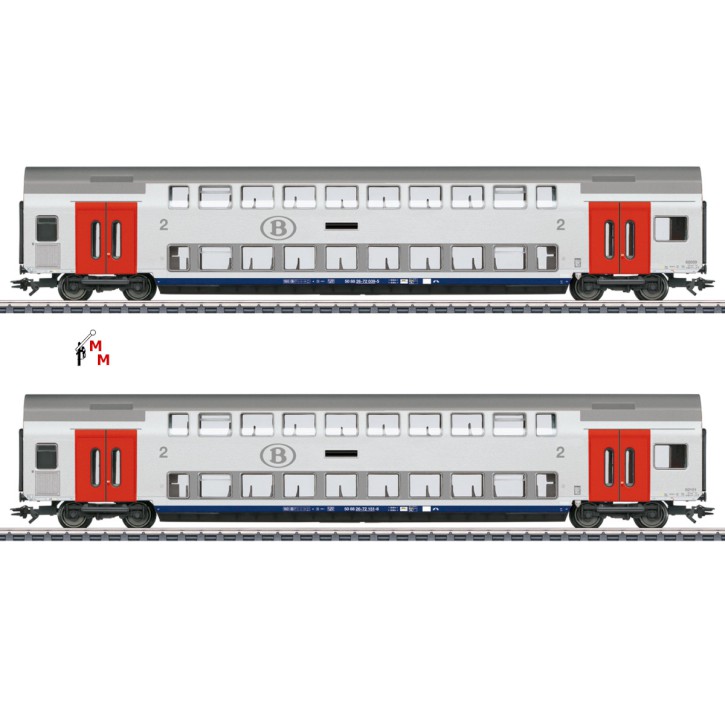 (Neu) Märklin 43566 Doppelstockwagen-Set, SNCB, Ep.VI,