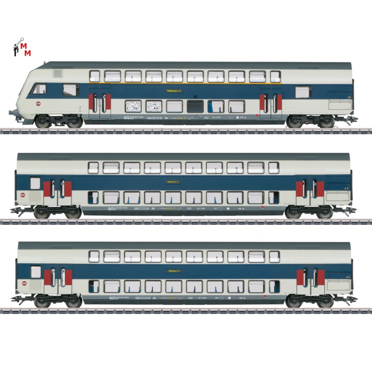 (Neu) Märklin 43599 Wagenset Doppelstockwagen "Nahverkehr Kopenhagen", der DSB,