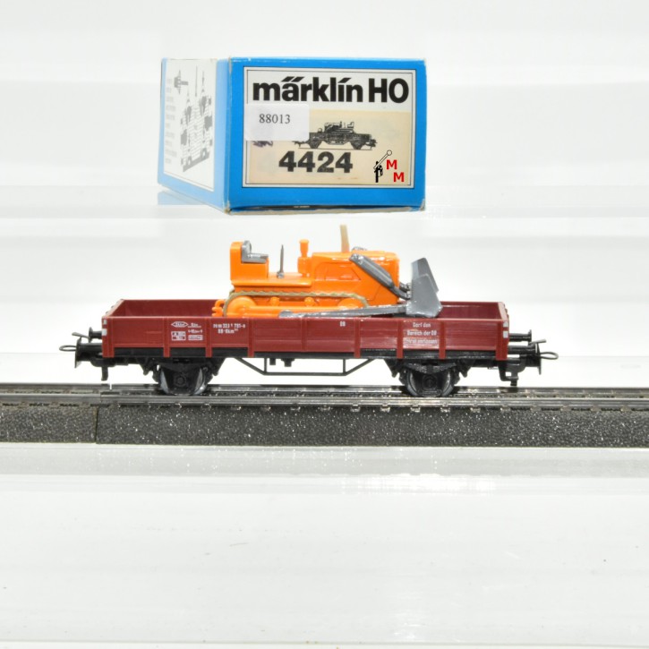 Märklin 4424.1 Niederbordwagen der DB mit Planierraupe, (88013)