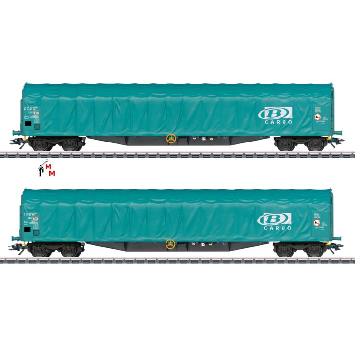 (Neu) Märklin 47164 Schiebeplanenwagen-Set, SNCB "B Cargo",