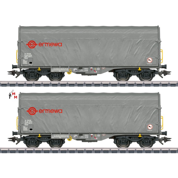 (Neu) Märklin 47230 Schiebeplanenwagen-Set,"Ermewa", Ep. VI,