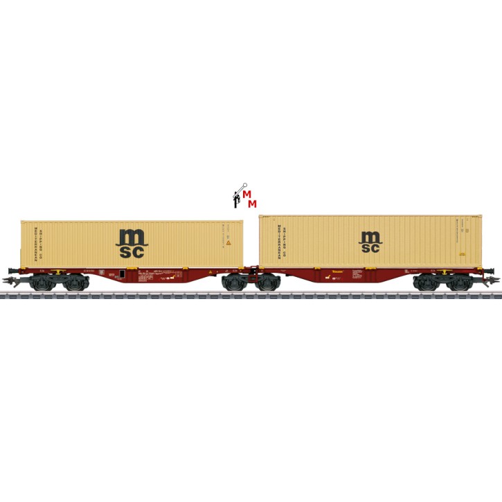 (Neu) Märklin 47816 Doppel-Containertragwagen der SNCB, Ep.VI,