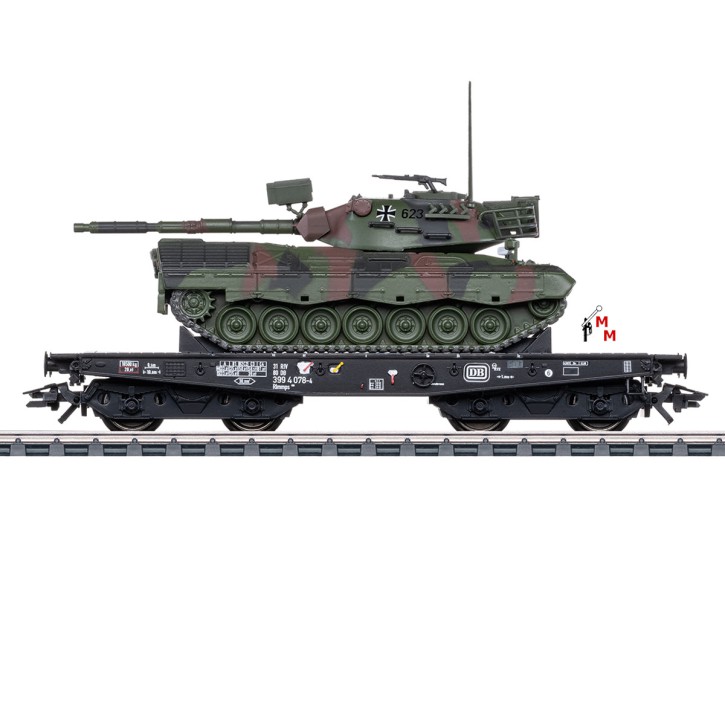 (Neu) Märklin 48878 Schwerlast-Flachwagen mit Leopard 1, Ep.IV,