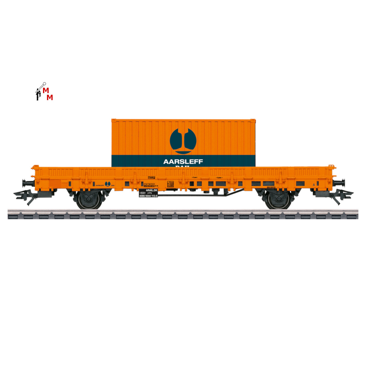 (Neu) Märklin 46933 Niederbordwagen mit Boxcontainer der DSB, Ep.VI,