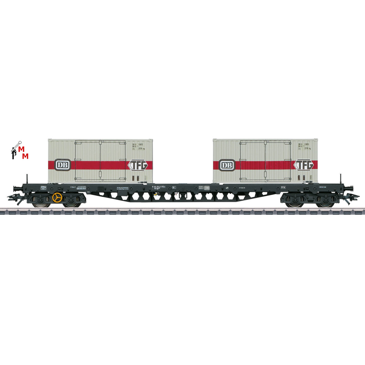 (Neu) Märklin 47048 Tragwagen mit Container, DB, Ep.IV,